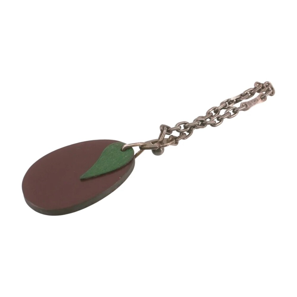 6289 - Hermes Leather Keychain Charm - Eggplant - Leather Keychain Charm / Brown